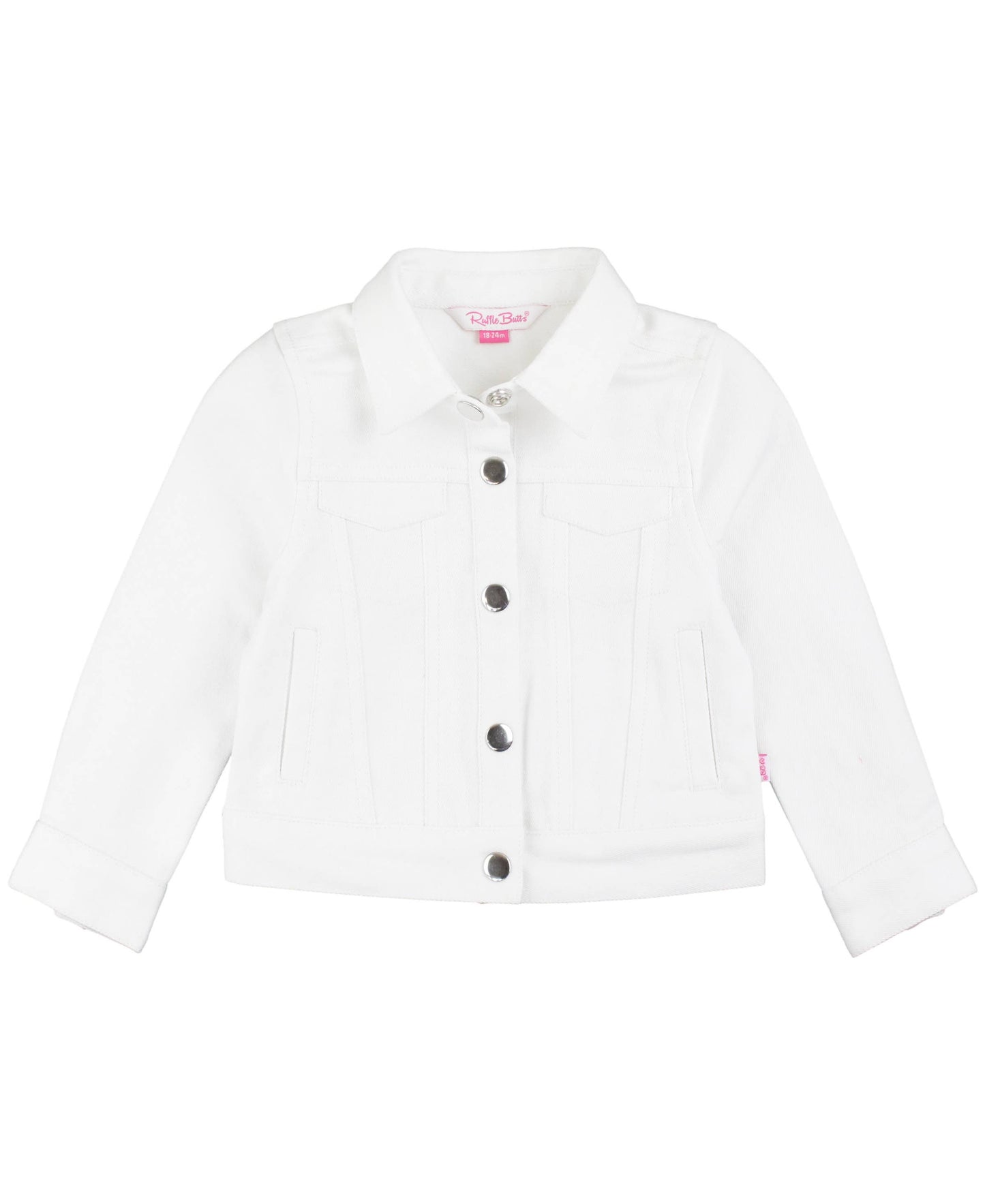 Girls White Stretch Denim Jacket