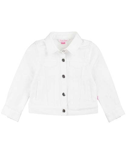 Girls White Stretch Denim Jacket