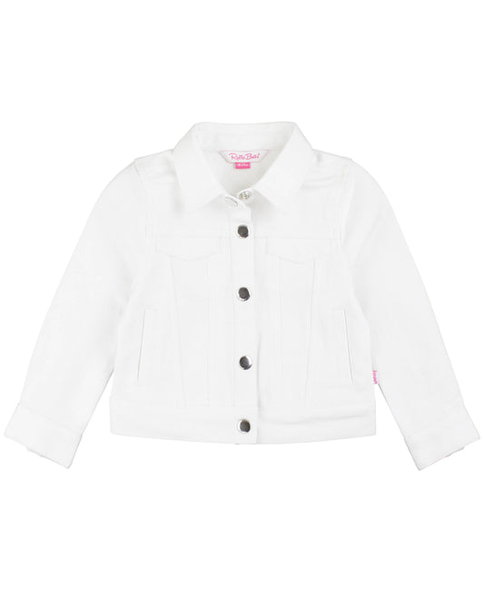 Girls White Stretch Denim Jacket