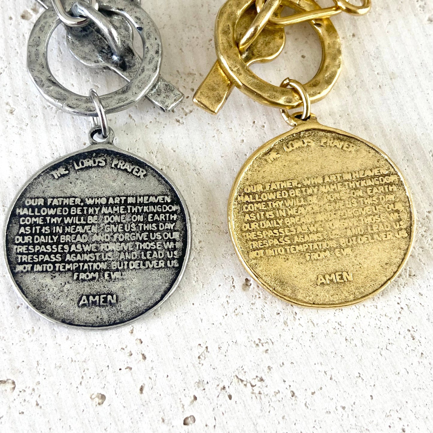Lord’s Prayer religious medallion non tarnishing jewelry 
