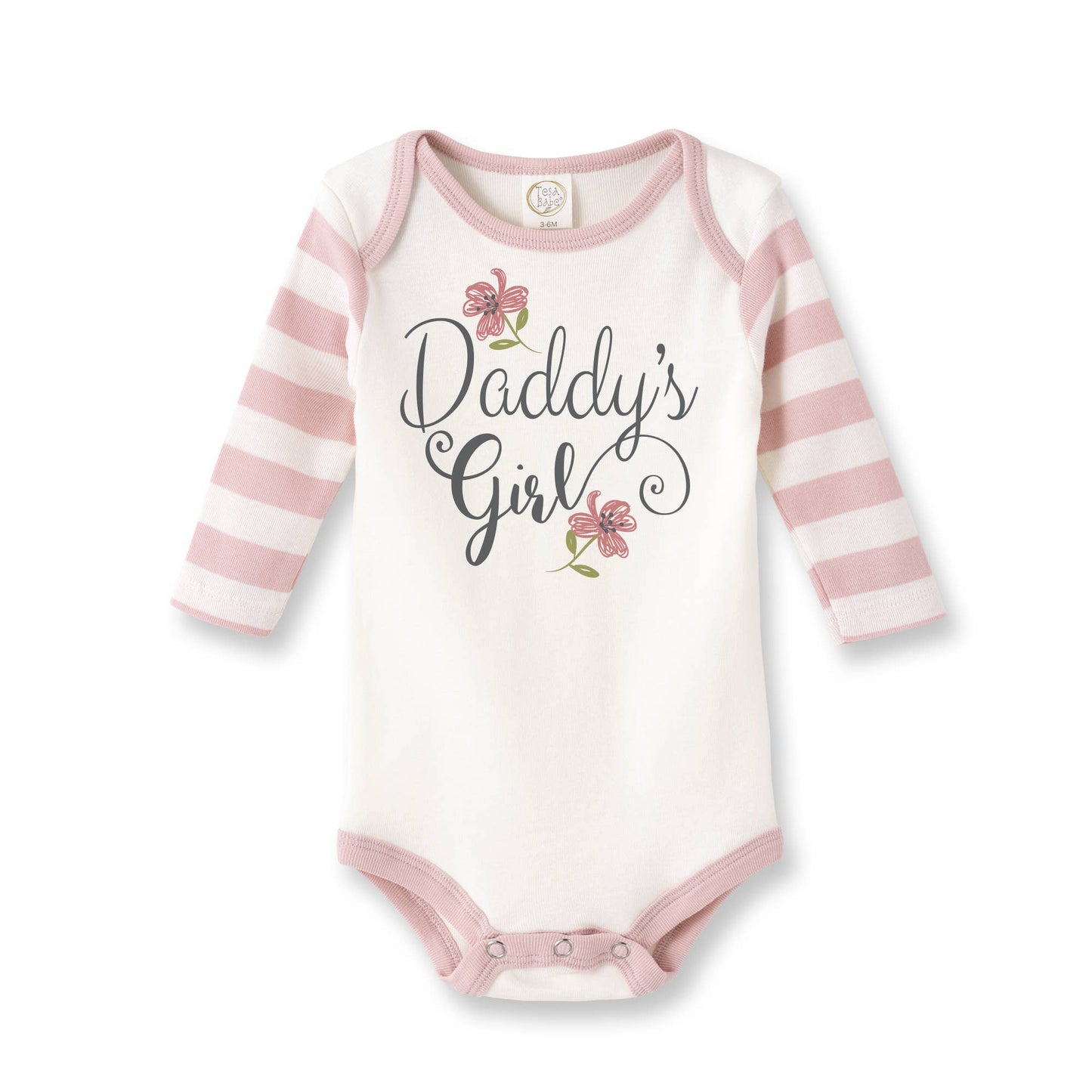 Daddy's Girl Cotton Pink Stripe Baby Girl Bodysuit: 3-6M