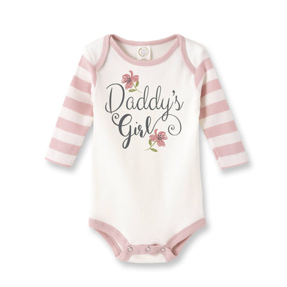 Daddy's Girl Cotton Pink Stripe Baby Girl Bodysuit: 3-6M