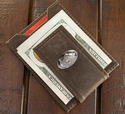 Bass Magnetic Leather Slim Wallet: Crazyhorse Brown