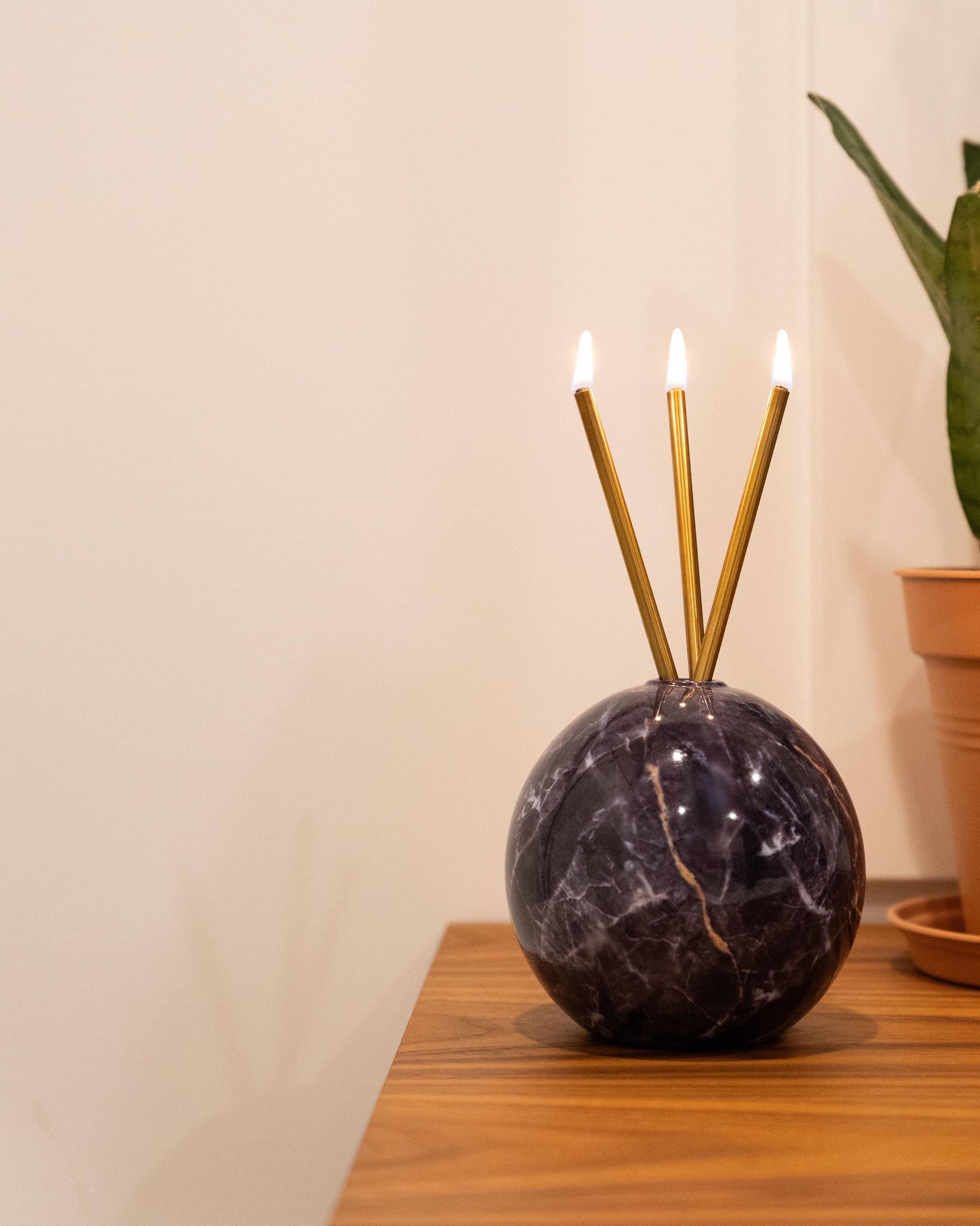 Neva Charcoal Marble Vase for Everlasting Candles