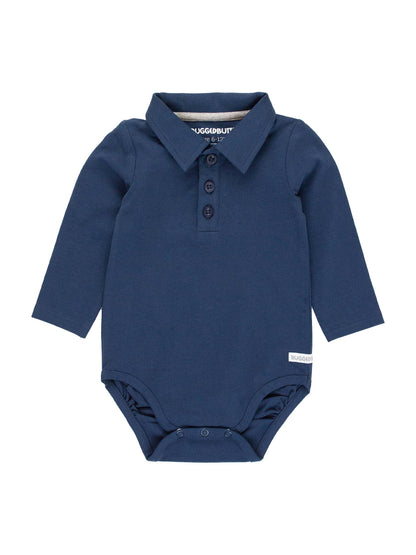Baby Boys Dark Navy Knit Polo Bodysuit: Navy / 6-12m