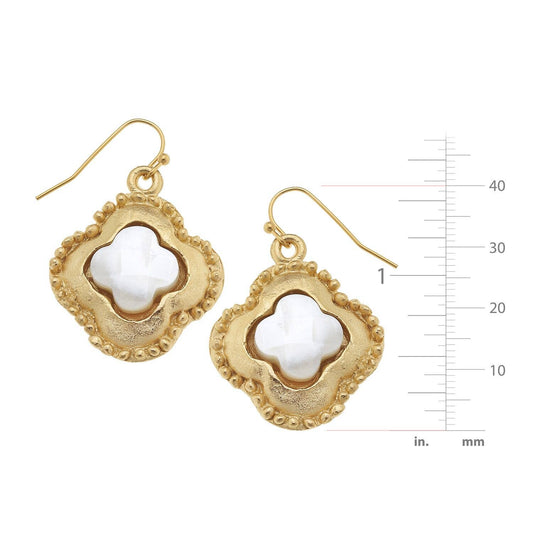 Susan Shaw - Gold Clover with Genuine Mother of Pearl Earrings
