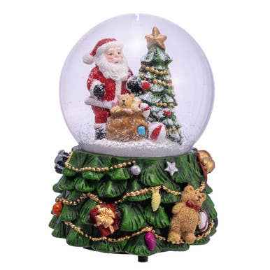 100MM Musical Santa With Tree Water Globe