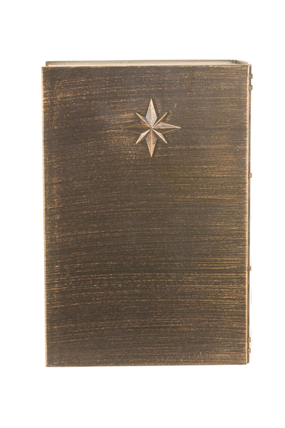 NEW-Brass Bookend Snow Globe with Nativity