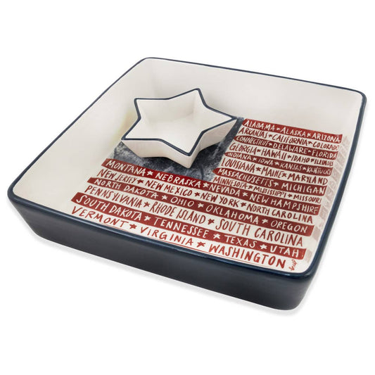 One Flag Ceramic Chip & Dip Plate