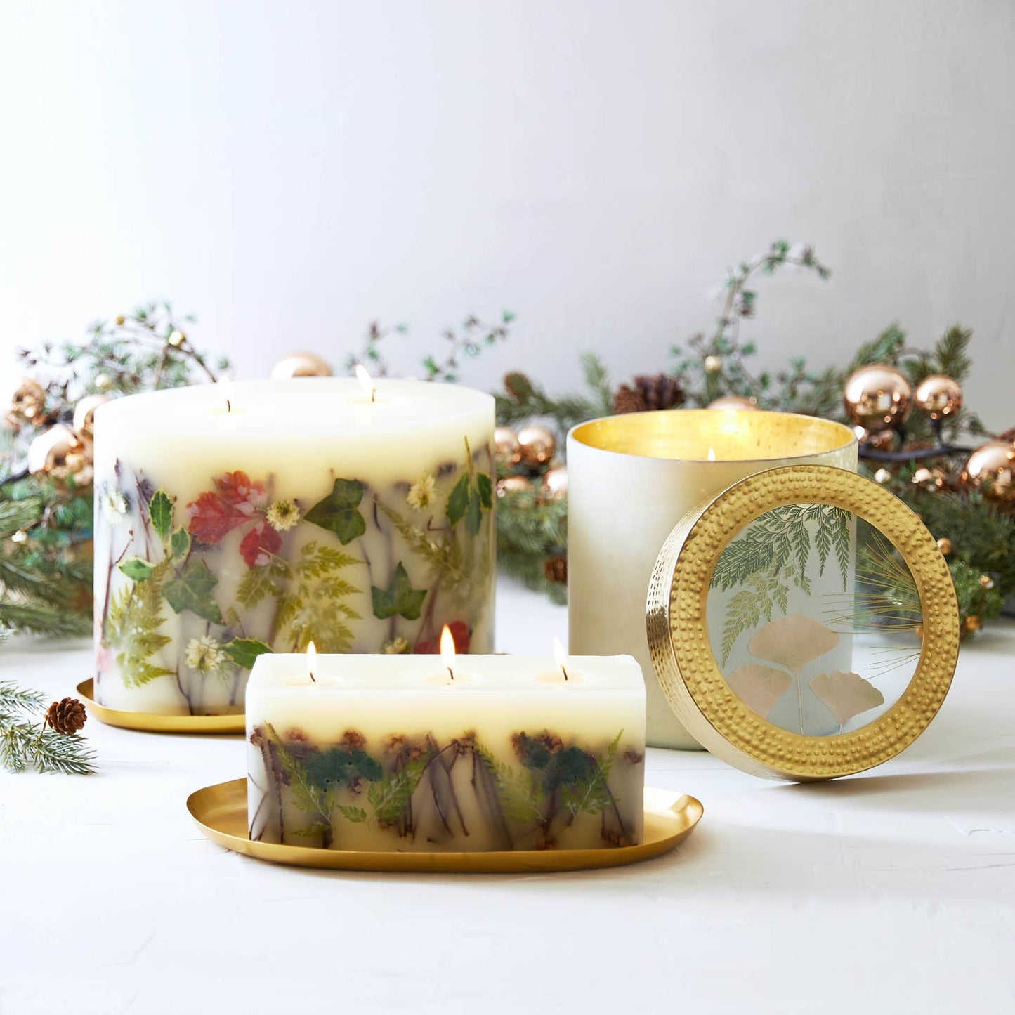 Rosy Rings - Plato para velas ovalado dorado con forma de ladrillo