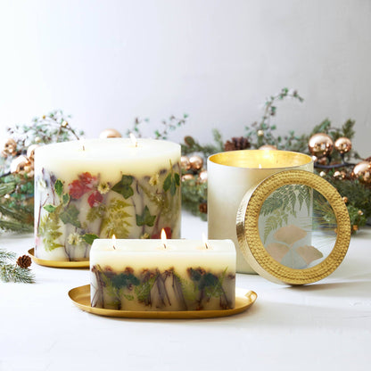 Rosy Rings - Plato para velas ovalado dorado con forma de ladrillo