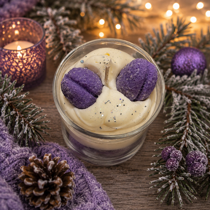 Frosted Sugar Plum Candle. 13oz. Large Soy Dessert Candle