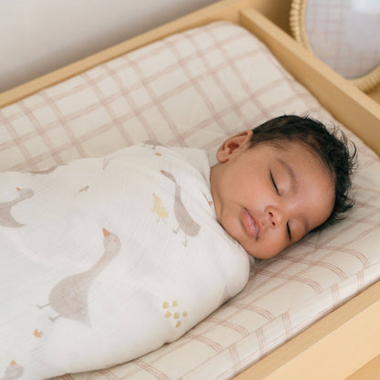 2-pc. Farmhouse Goose/Check Swaddle Set