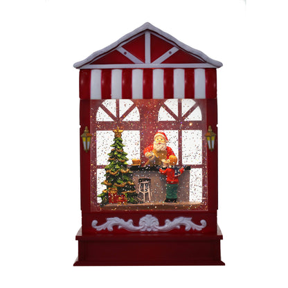 Christmas Musical Coffee Shop Snow Globe with Santa Claus Scene for Christmas Decoration