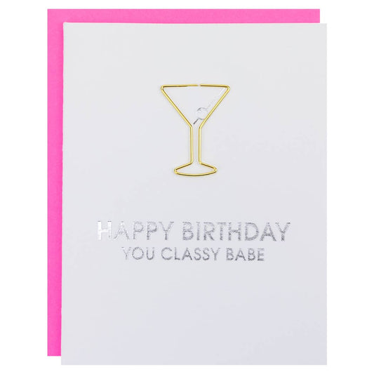 Feliz cumpleaños, nena con clase - Tarjeta con clip de Martini