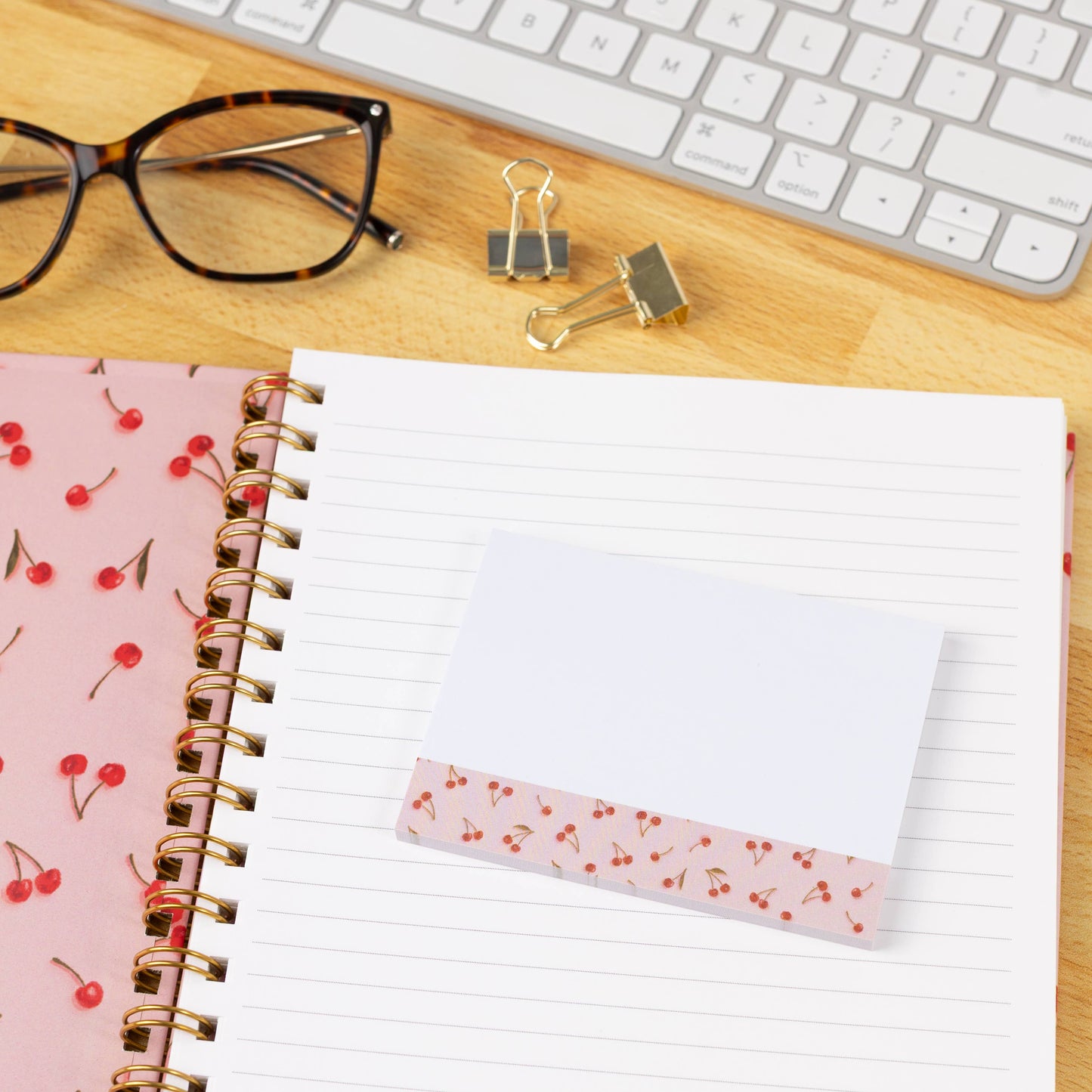 Elyse Breanne Design - Painted Cherries Sticky Note, 4x3"