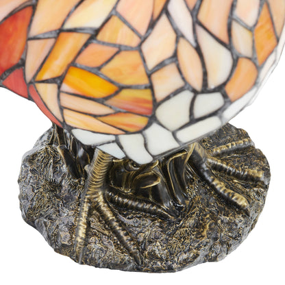 15"H Tiffany-style Rooster Multi-Color Novelty Accent Lamp