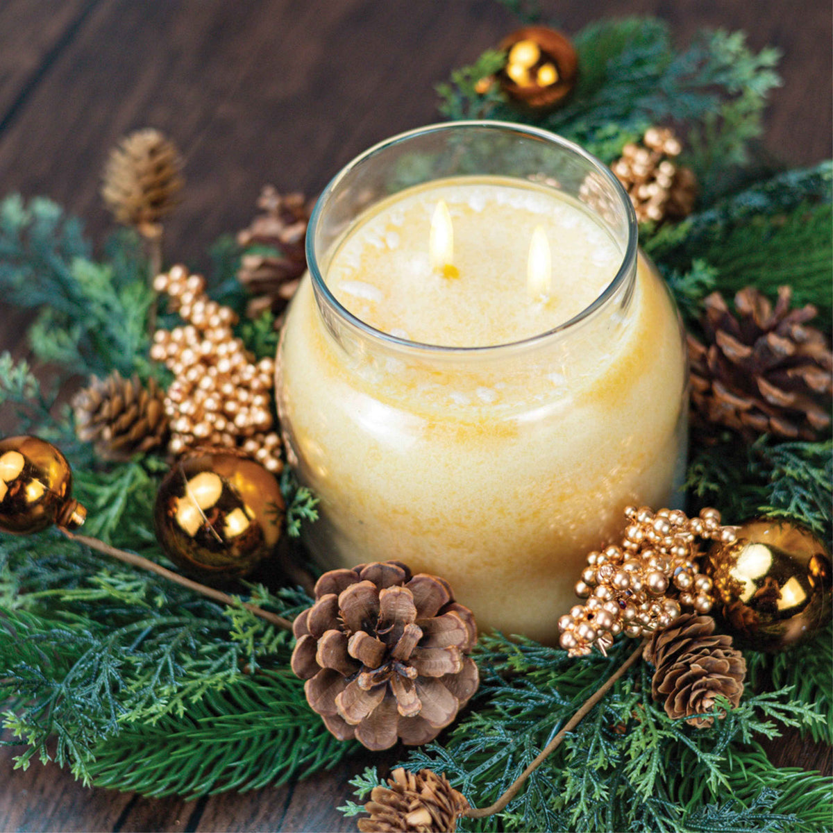 Golden Pine Candle Ring – Christmas Holiday Home Decor