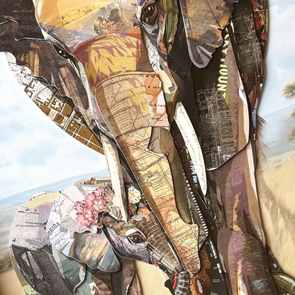 Arte de collage 3D | Elefantes (76 cm x 61 cm)