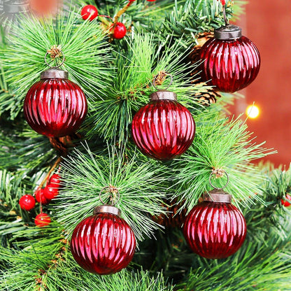Christmas  Red Glass Ornaments- Set of 12