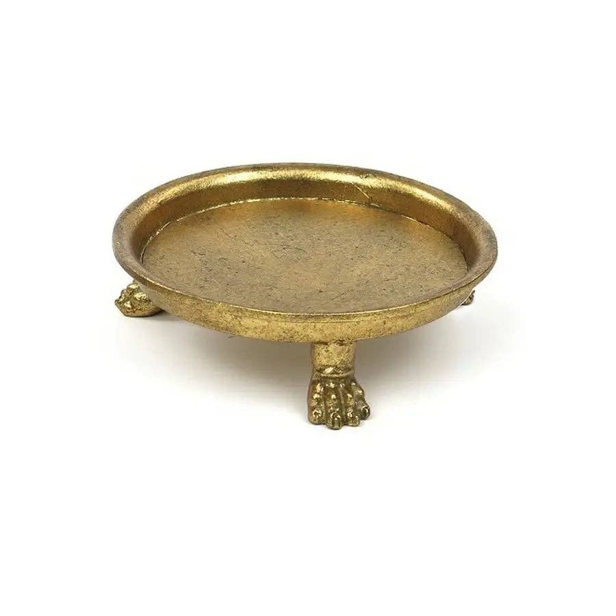 Vagabond Vintage - Small Claw Foot Round Dish with Gold Leaf