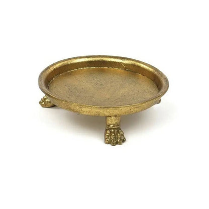 Vagabond Vintage - Small Claw Foot Round Dish with Gold Leaf