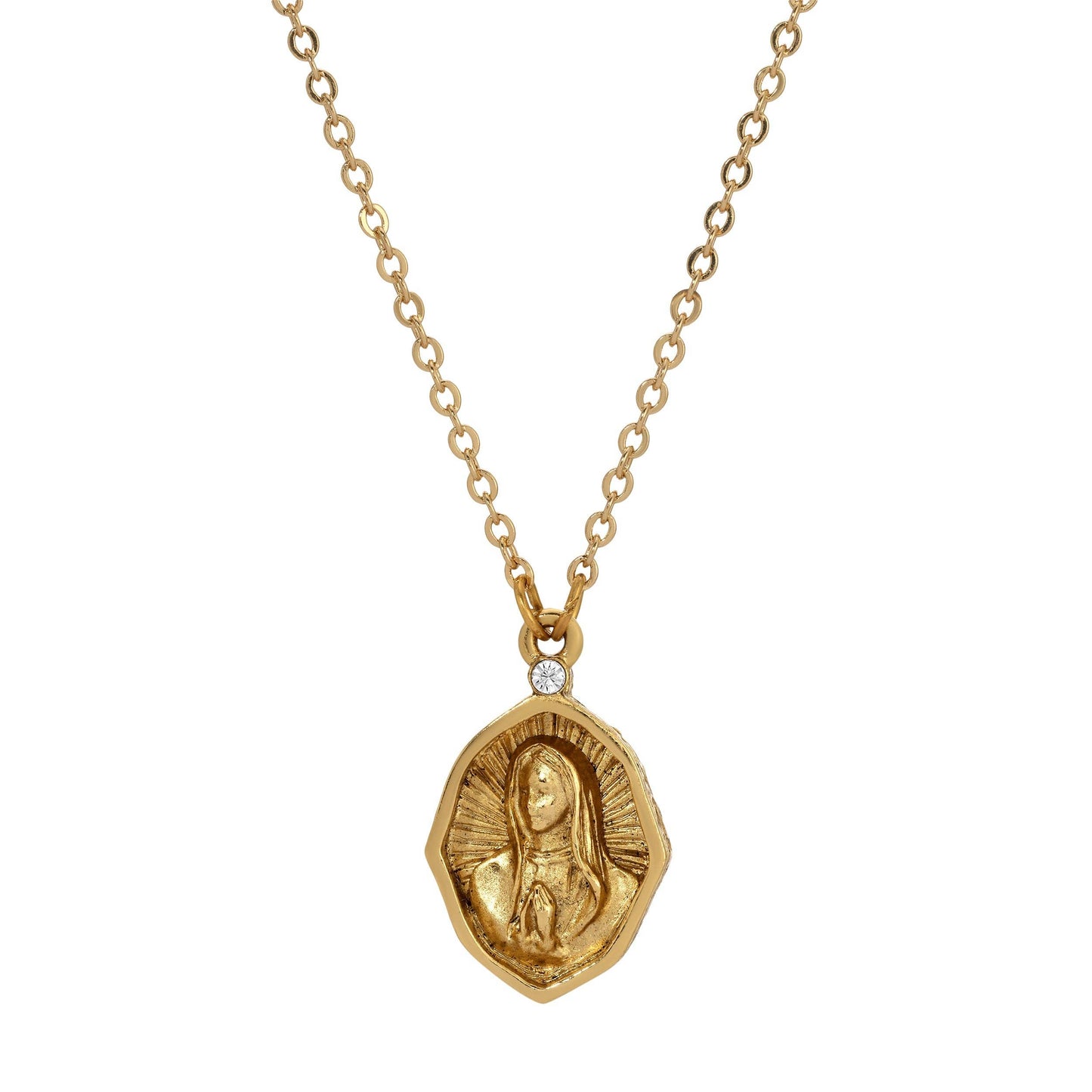 1928 Jewelry - Symbols Of Faith Mary In Prayer Pendant Necklace 16"