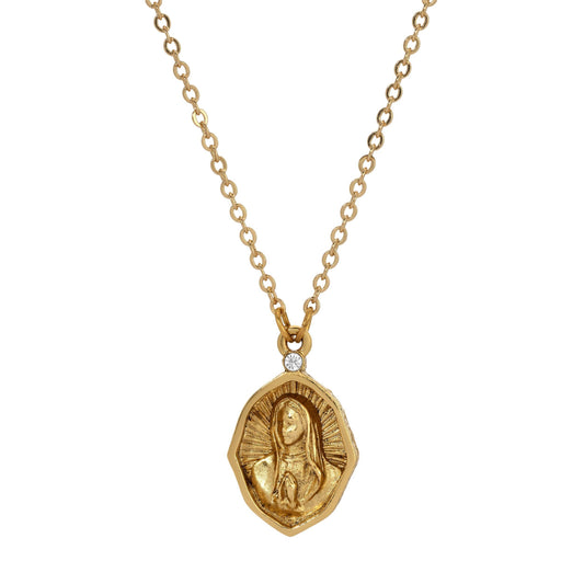 1928 Jewelry - Symbols Of Faith Mary In Prayer Pendant Necklace 16"