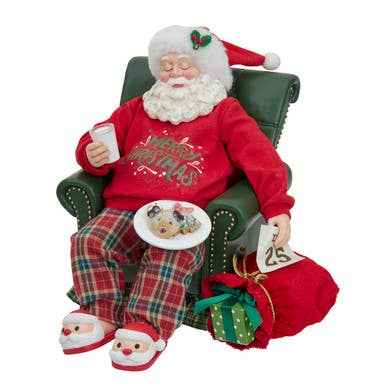 13.5" Fabriche, Mistletoe Sleeping Santa Table Piece