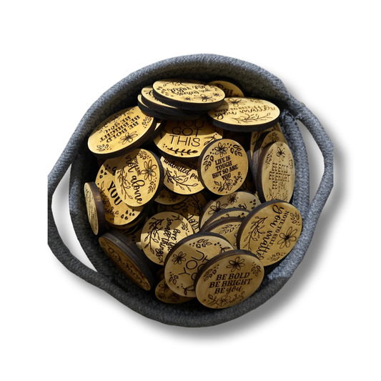 Laser-Engraved Wooden Affirmation Coins Assorted