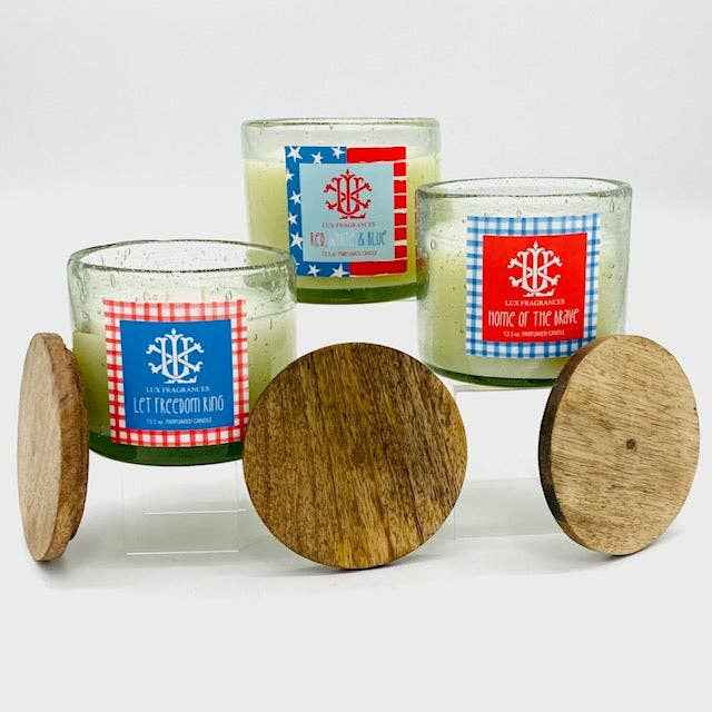 Patriotic Collection Variety Pack 12 oz Clear Glass Candle