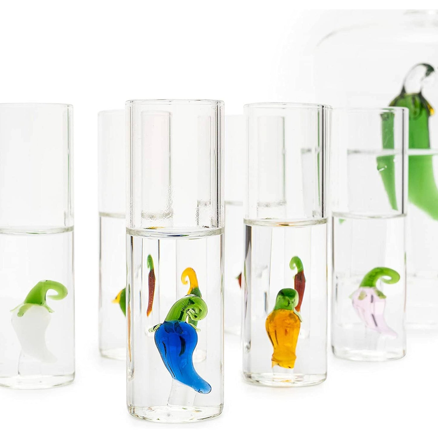 Tequila Decanter Set With 6 Pepper Shot Glasses