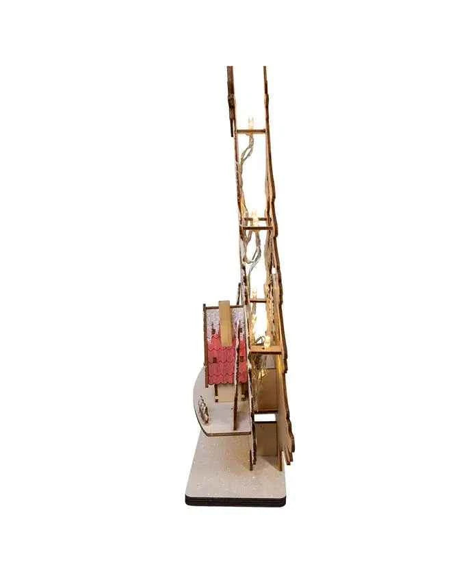 15" Bo Plywooden LED Tree W/Village Scene