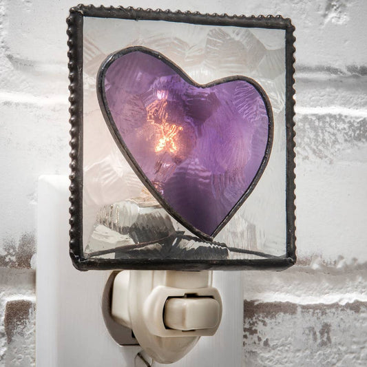 Heart Night Light Purple Stained Glass