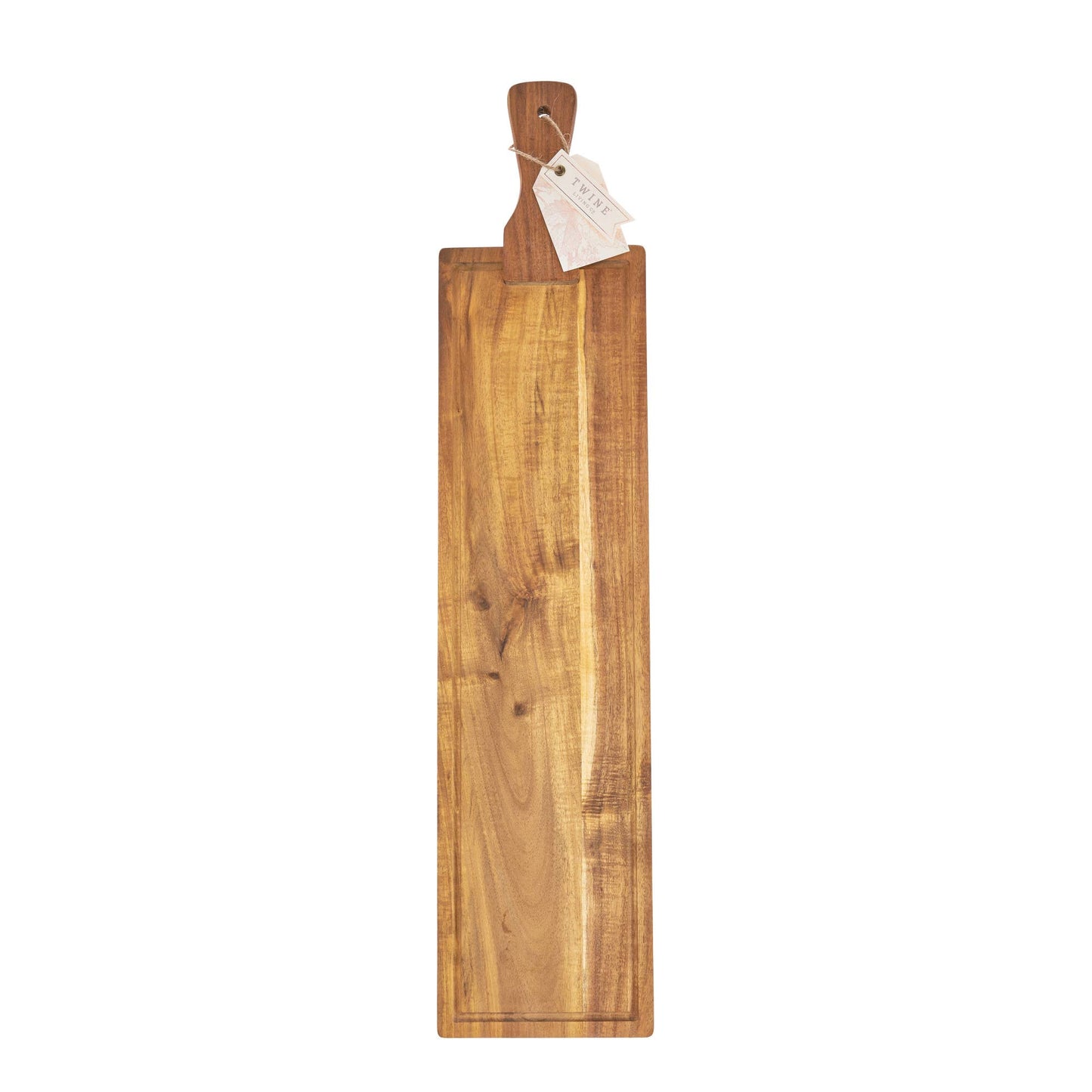 26.5 inch Acacia Tapas Board with Faux Leather Hanging Strap