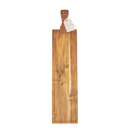 26.5 inch Acacia Tapas Board with Faux Leather Hanging Strap