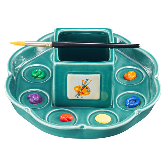 Set de taza y plato para pintor | Set de soporte para pintura y pincel