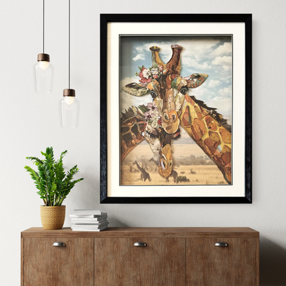3D Collage Art | Giraffes (30"x24")