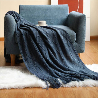 Rhombus Diamond Knit 50x60 Inch Throw Blanket