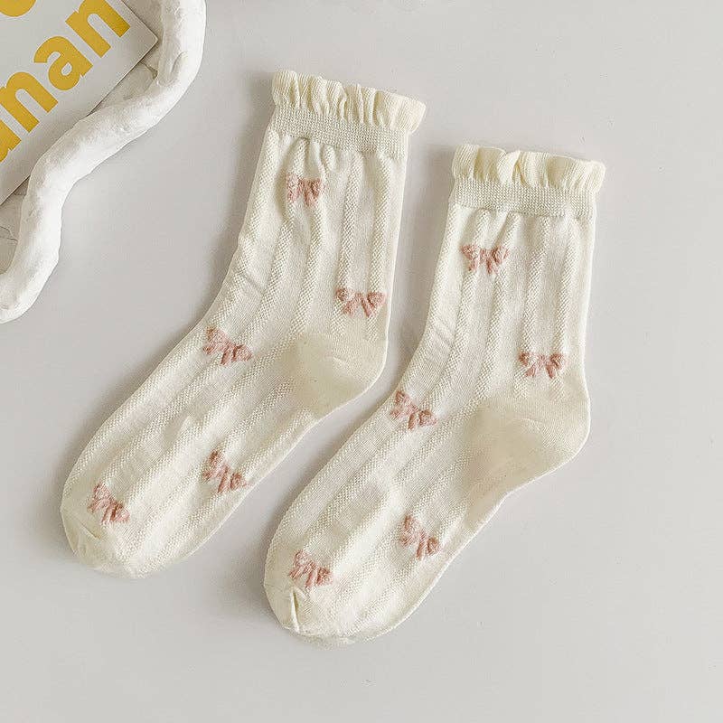 Calcetines blancos con borde enrollado para mujer
