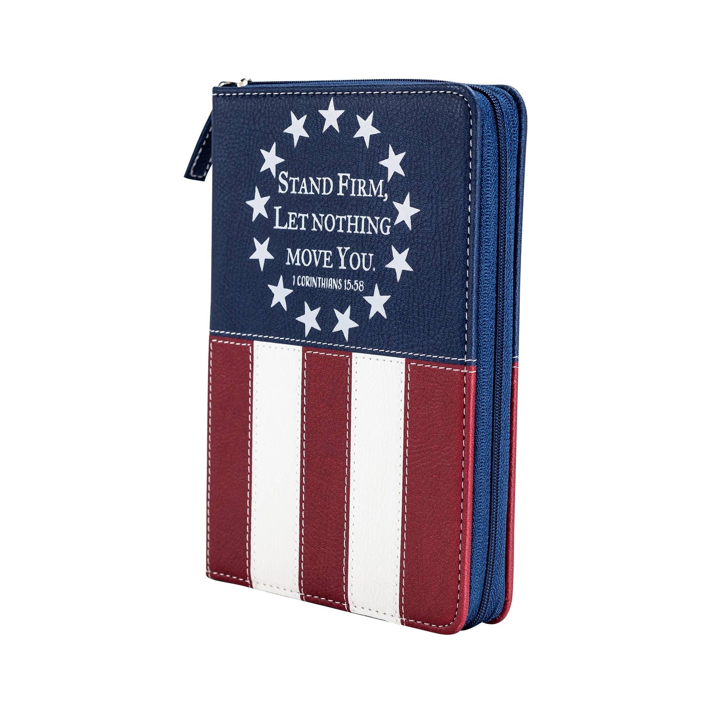 Zippered Journal: US Flag Stand Firm 1 Corinthians 15:58