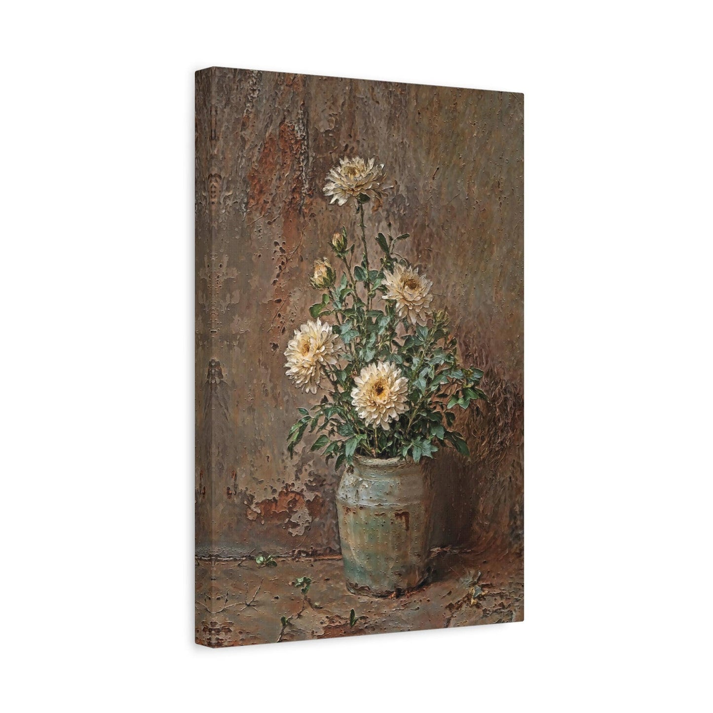 Blooming Chrysanthemums Canvas Rustic Wall Art Decor
