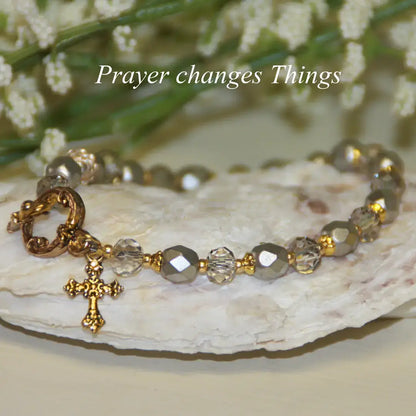 Prayer Changes Things Grey Scripture Bracelet