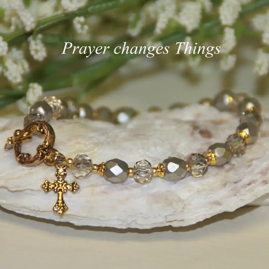 Prayer Changes Things Grey Scripture Bracelet