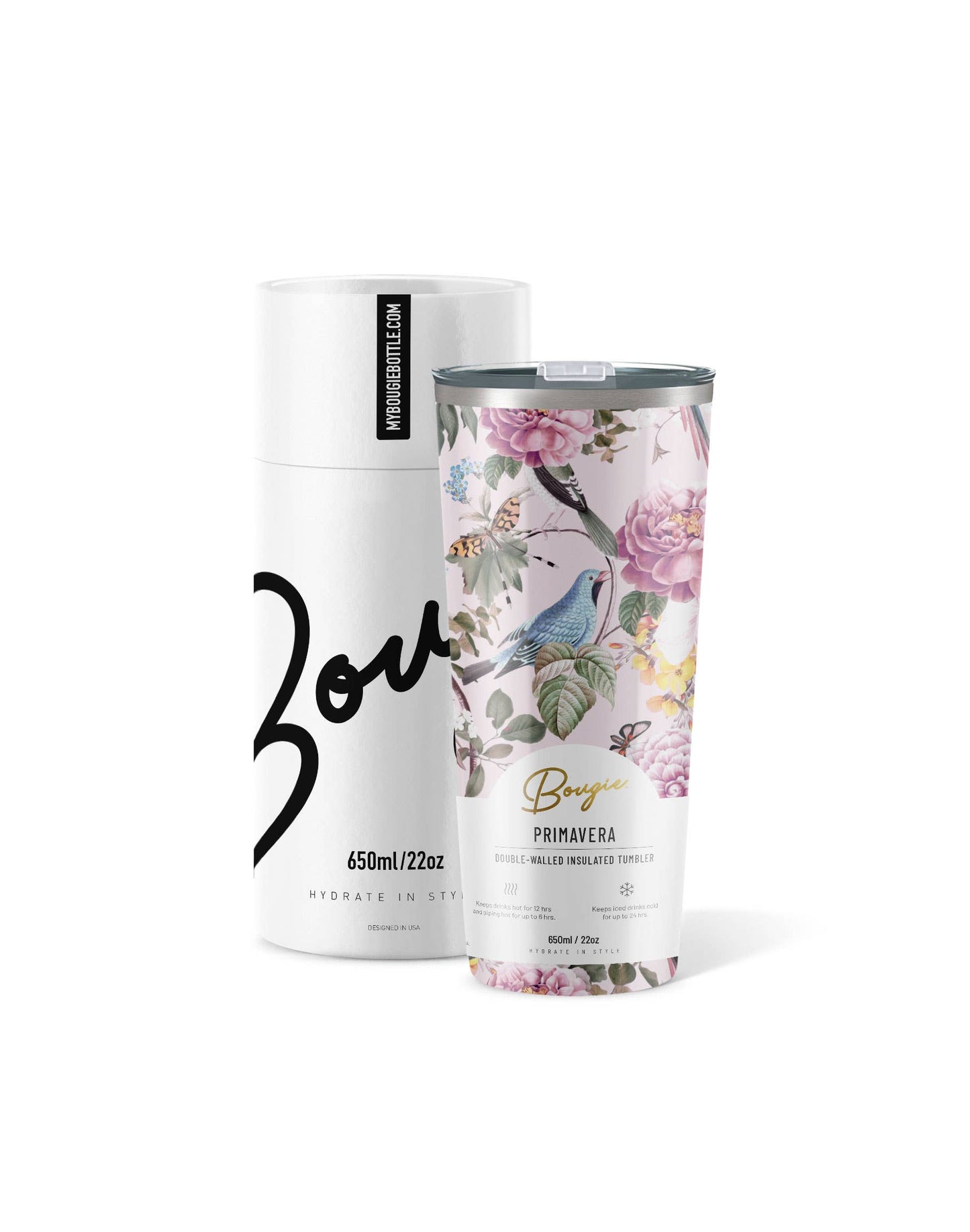 Primavera | Bird Floral Gloss Insulated Drink Tumbler Primavera
