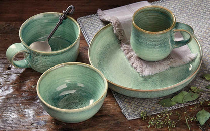 Reactive Glaze Plate Celadon Stoneware