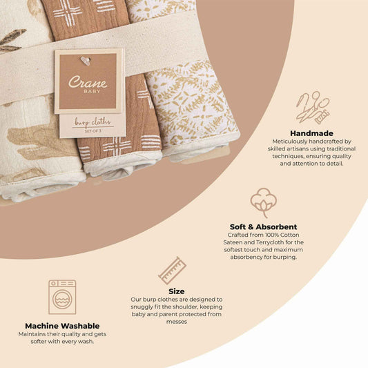 Crane Baby - Kendi 3-Pc. Burp Cloths