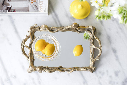 Gold Bird Mirrored Tray