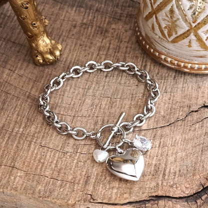 PennyLine inc - Heartstring Glow – Toggle Charm Bracelet with Pearl & Crystal