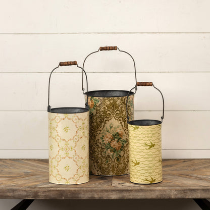 SET/3 TRANQUIL EVENINGS METAL BUCKETS